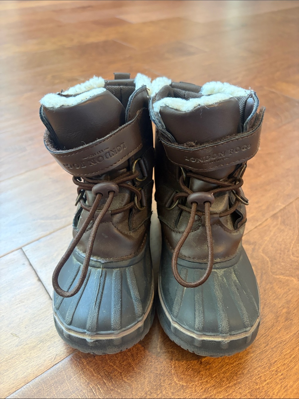 London Fog Kids Brown Waterproof Winter Boots with Faux Fur Collar